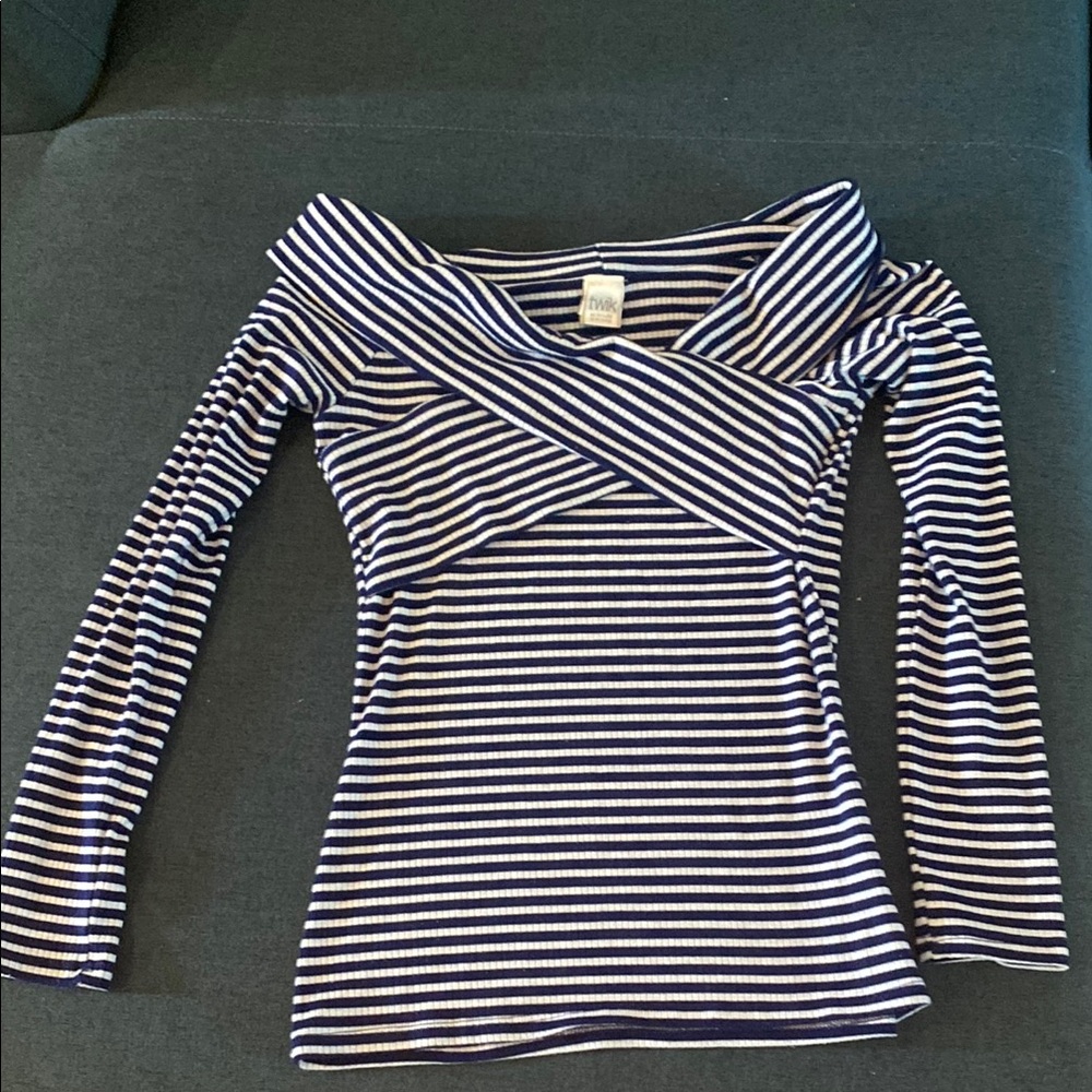 Twik Black and White Asymmetrical Sailor Collar Blouse